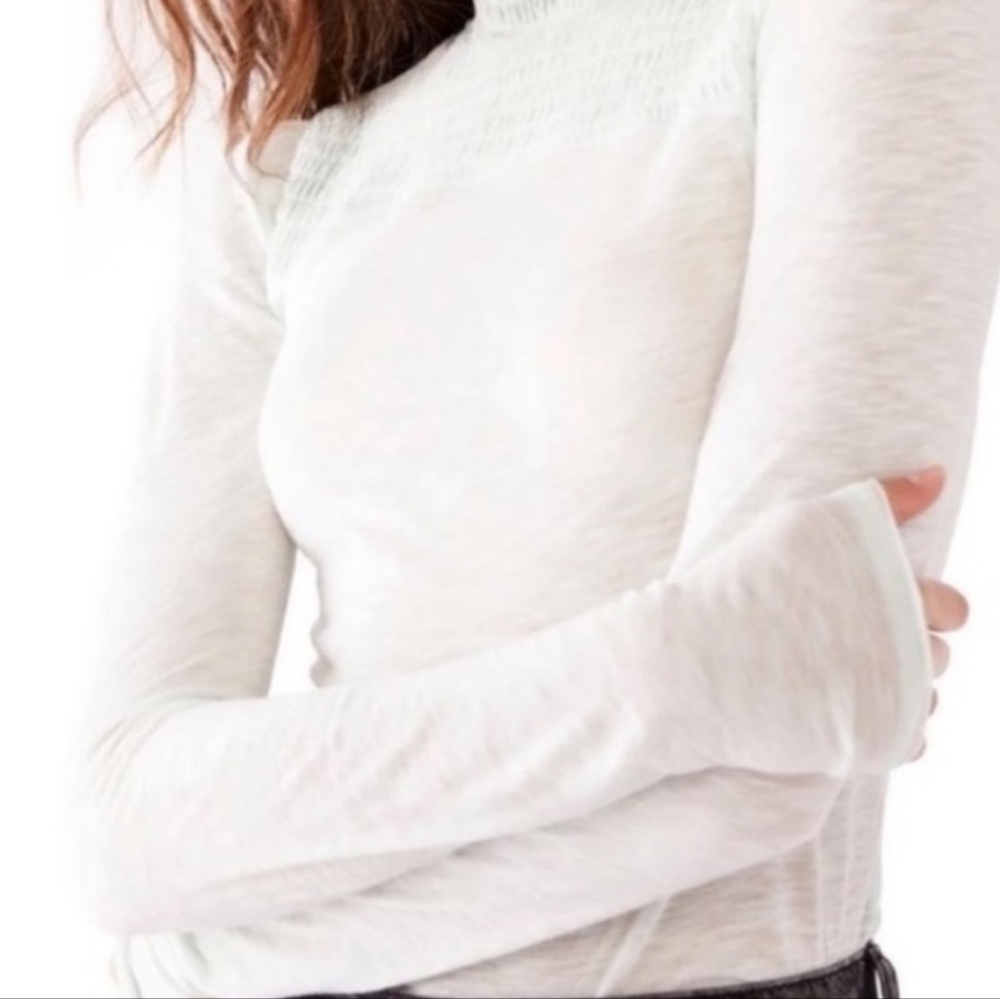 NWT Free People Caroline smocked turtleneck long sleeve white size Medium